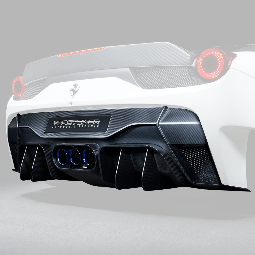 Ferrari 458 Italia VX Aero Rear Bumper with Rear Diffuser & Exhaust Tips - High Performance Carbon Fiber Body Kit for Track & Street Racing
