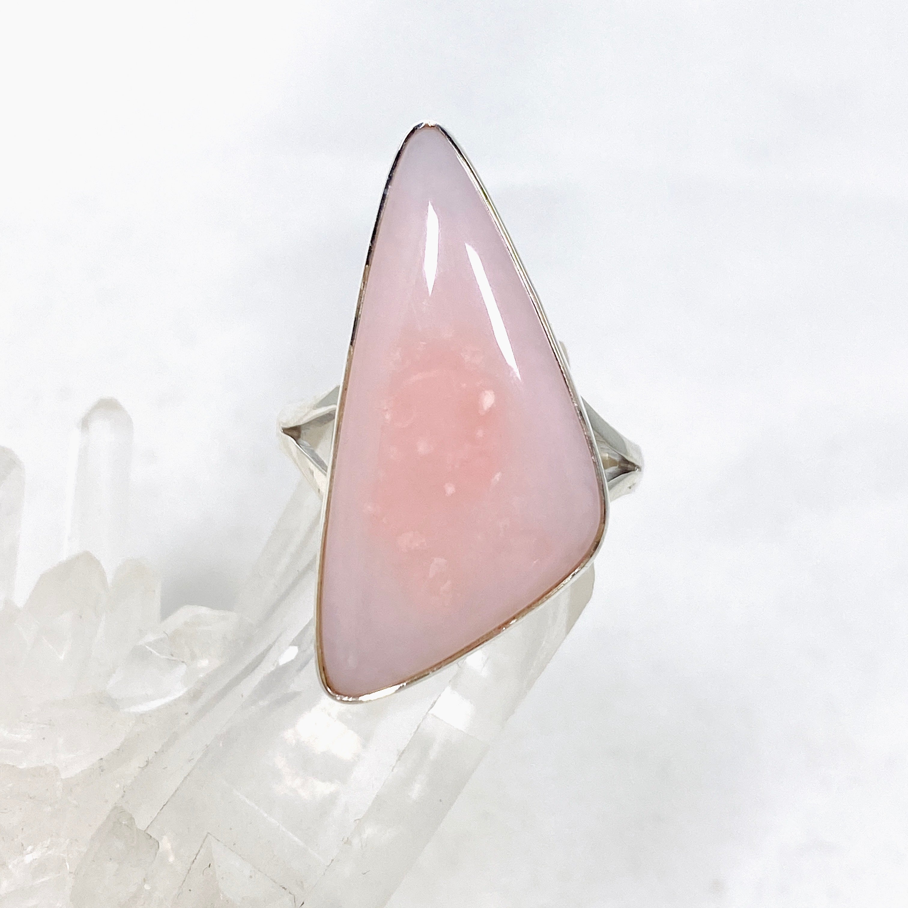 Pink Opal Freeform Cabochon Split Band Ring - Size 11 - KRGJ3309 - Perfect for Boho Jewelry, Wedding Accessories & Everyday Wear