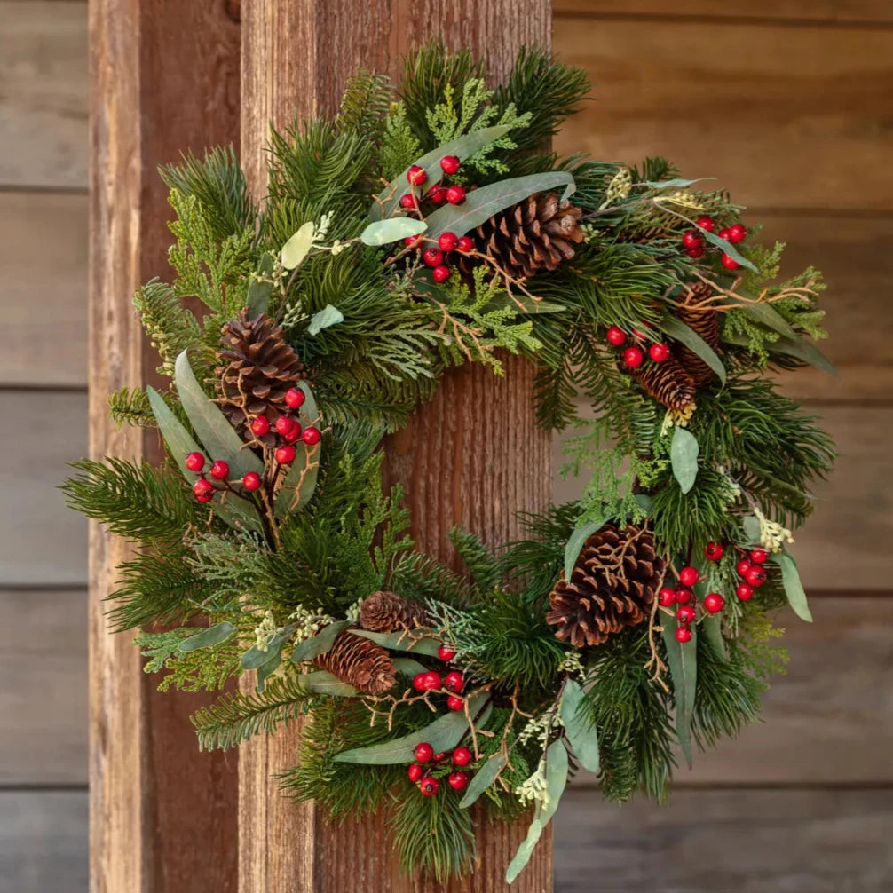 Festive Christmas Wreath for Holiday Decorations - Perfect for Front Door, Fireplace & Christmas Party Decor