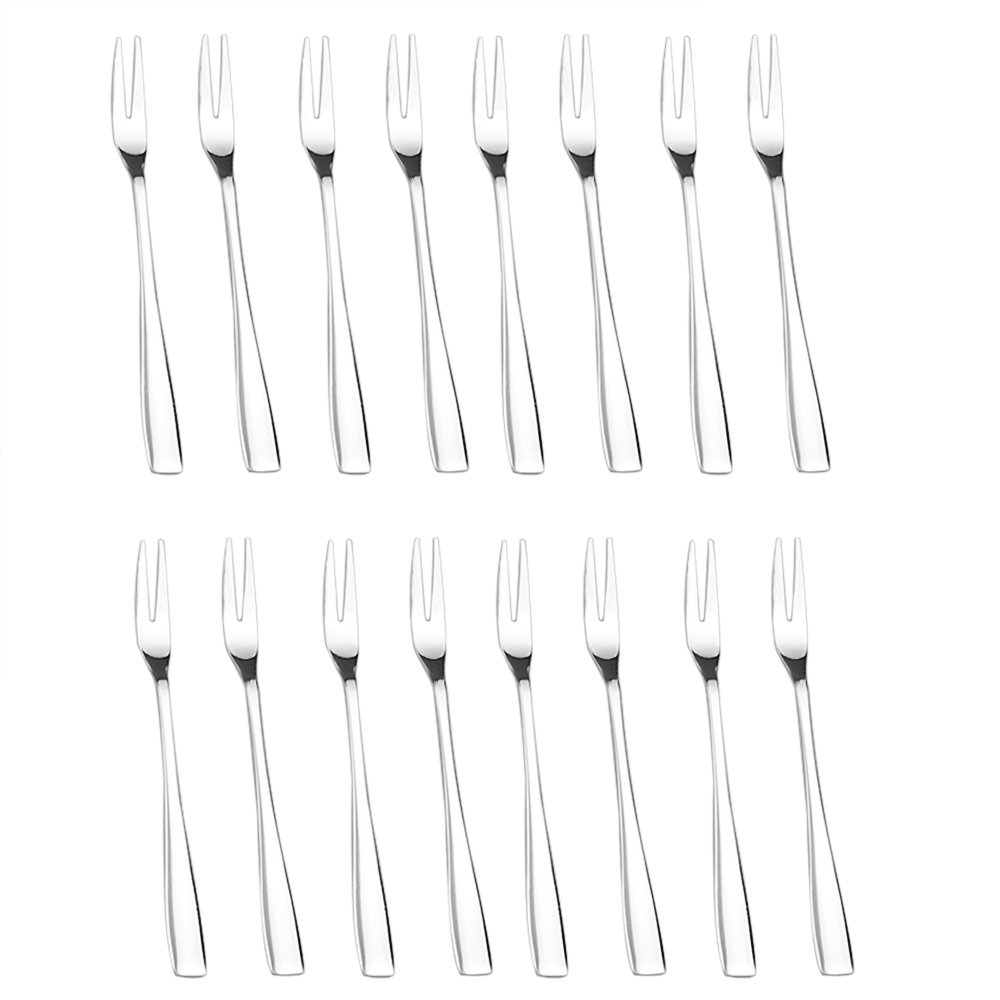 16-Piece Stainless Steel Two Prong Forks - Elegant Bistro Cocktail Forks & Small Fruit Forks Set for Appetizers, Desserts, and Charcuterie Boards | Perfect for Parties, Weddings, and Home Entertaining