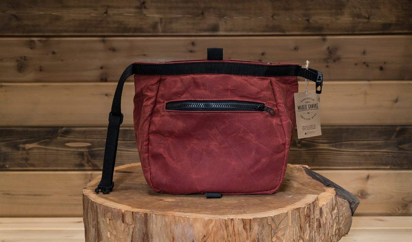LIMITED EDITION Waxed Canvas Chalk Bucket - Oxblood Red | Handmade in California USA | Premium Rock Climbing & Bouldering Gear for Gym & Outdoor Adventures