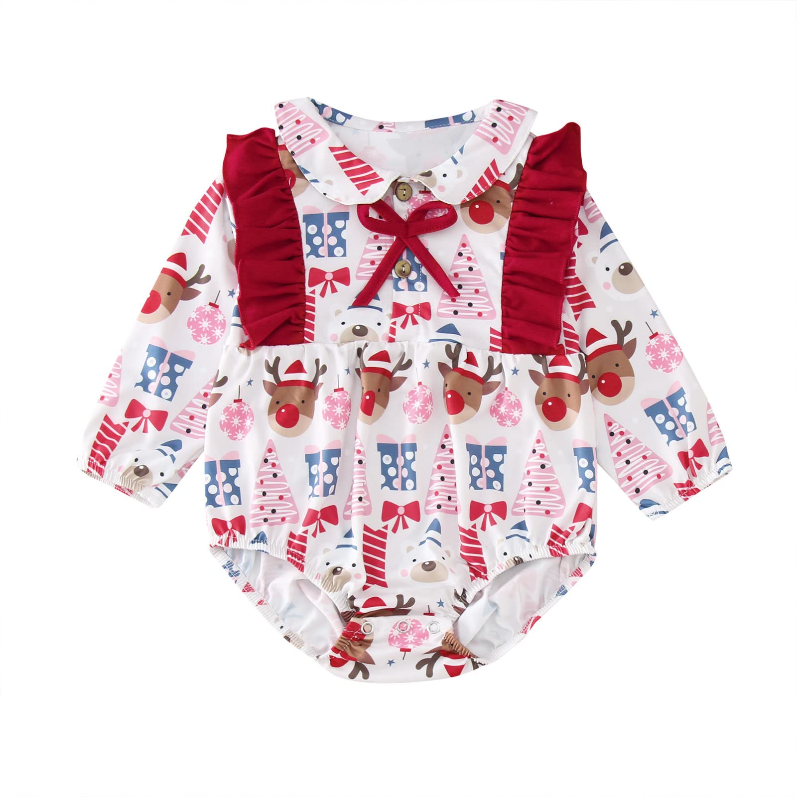 Deer Gentleman Romper - Christmas Baby Outfits for Boys & Girls | Soft Infant Bodysuit with Bow Tie Design | Perfect for Holiday Photos, Family Gatherings & Festive Celebrations