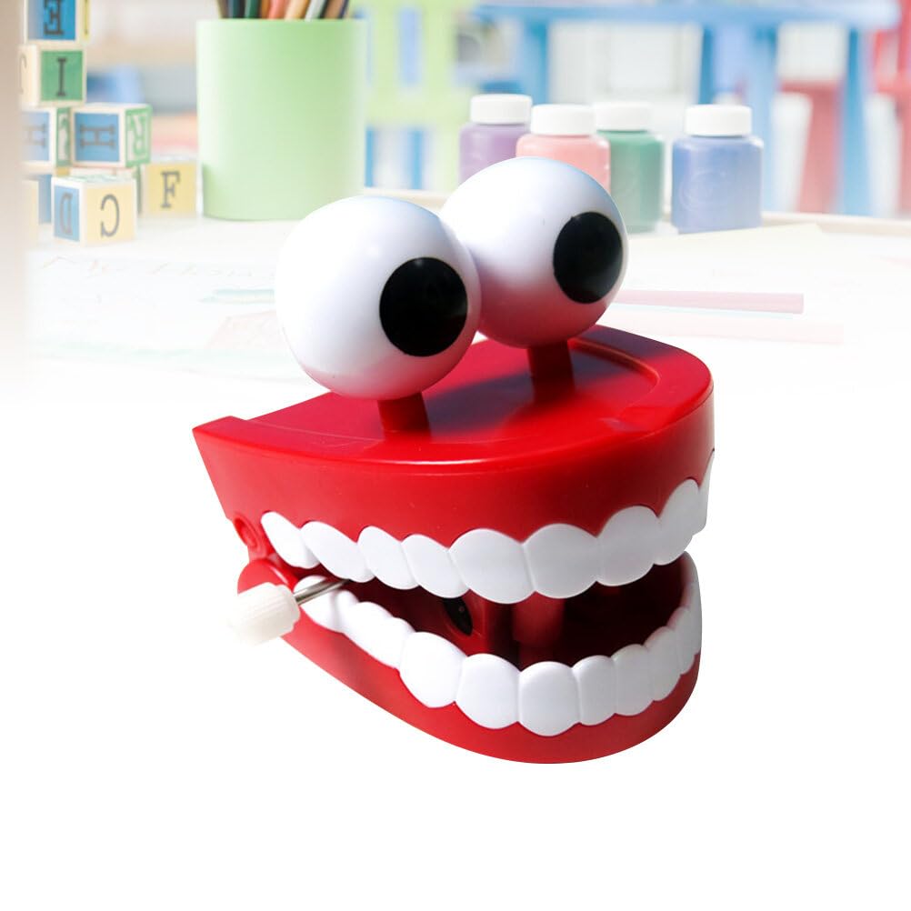 4 Pack Novelty Vibrating Wind Up Toys - Chattering Teeth with Eyes - Fun Gag Gifts for Parties, Prank Gifts, Stocking Stuffers & Stress Relief Toys