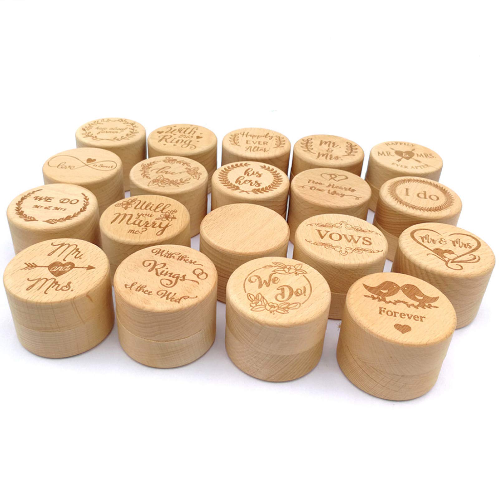 Engraved Wooden Ring Box for Proposal, Wedding & Jewelry Storage - Elegant Round Carved Display Case with Lid for Rings, Watches & Accessories - Perfect Gift for Valentine's Day, Birthday & Anniversaries - JM01520