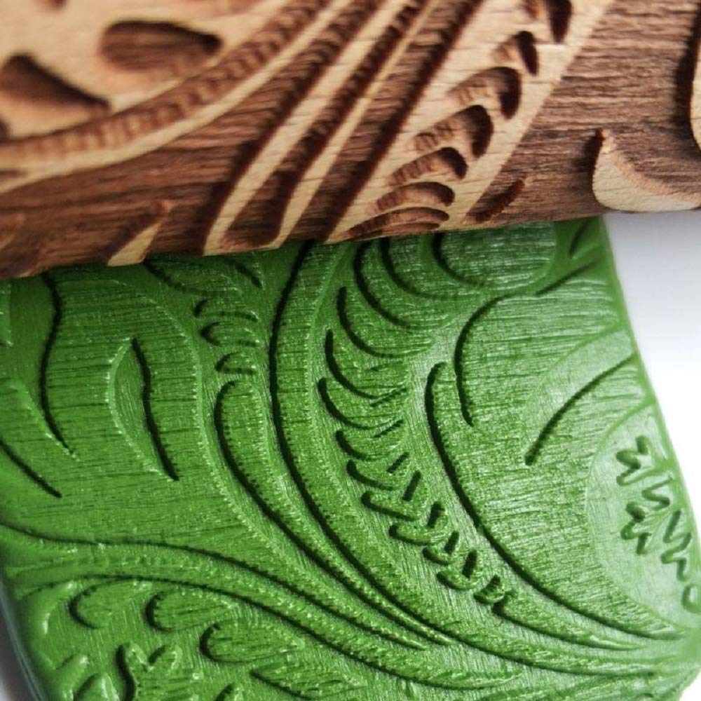 Embossed Rolling Pin for Baking - Engraved Cookie Dough Press with Floral Design - Perfect for Homemade Cookies, Cakes & Pastries - Ideal Kitchen Decor Tool & Unique Birthday Gift for Women, Moms & Bakers
