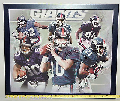 New York Giants Football Wall Art - Eli Manning 26x22 Inches Framed Painting - Perfect for Game Room, Man Cave & Sports Fan Gifts