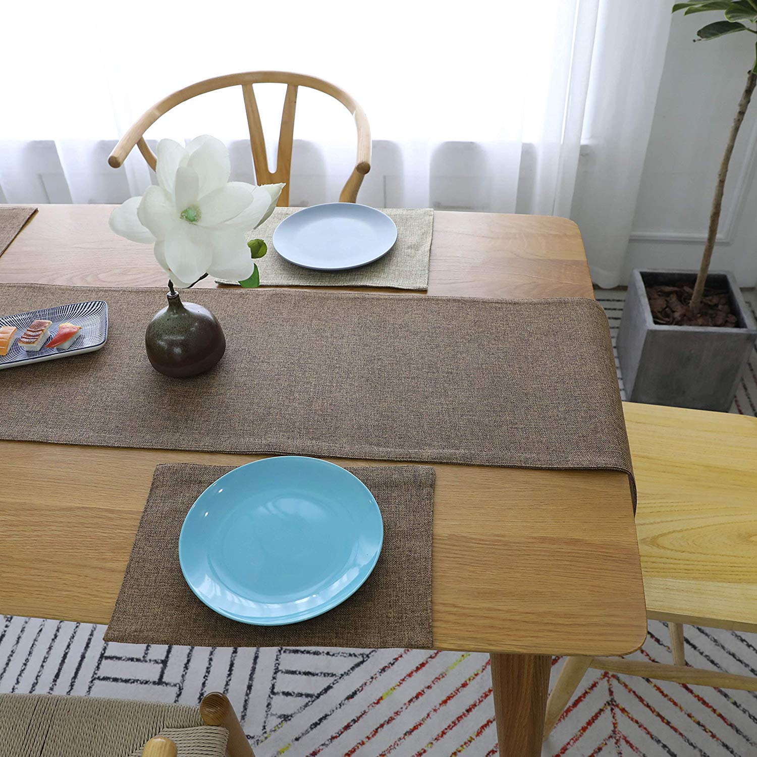 Jute Table Runner Heat Resistant, 12x36 Inches Brown Dining Table Runner for Wedding Party, Dining Table Decor, Kitchen Table, and Outdoor Events