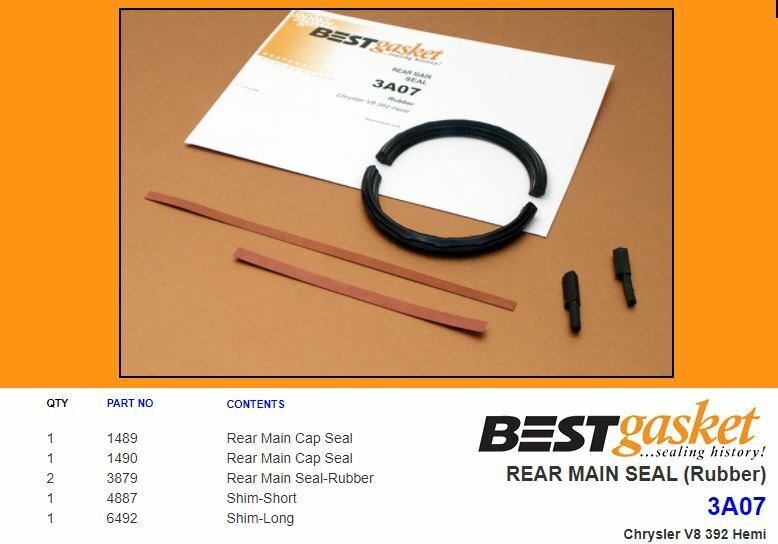 Chrysler 392 HEMI Rear Main Bearing Seal Set - High Performance Rubber Seal for 1957-1958 Models - Perfect for Classic Car Restoration & Engine Rebuild Projects
