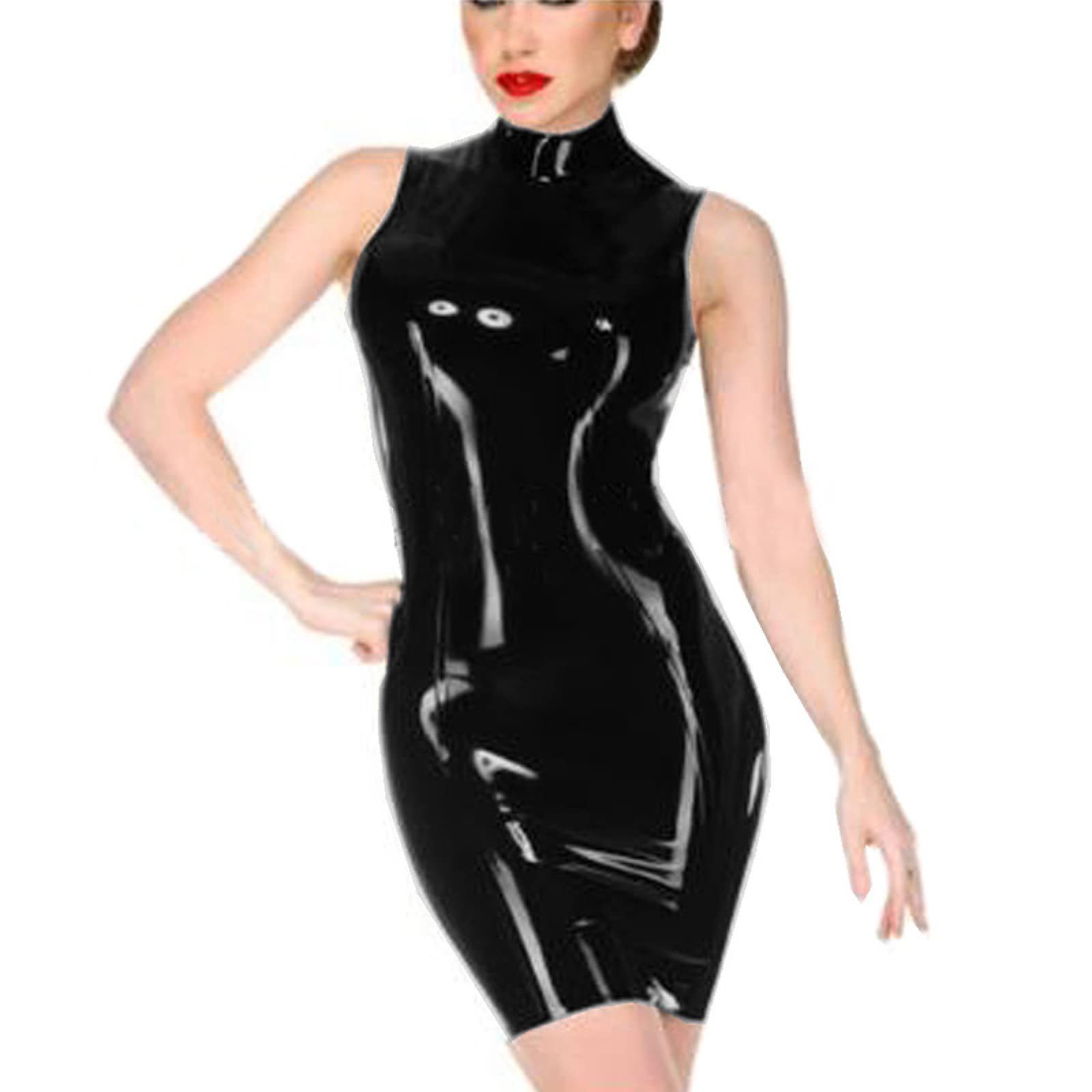 Sexy Sleeveless PVC Mini Dress - Back Zipper Pole Dance Costume, Clubwear & Summer Outfit for Women (Plus Size Available) | Perfect for Nightclubs, Bachelorette Parties & Cosplay
