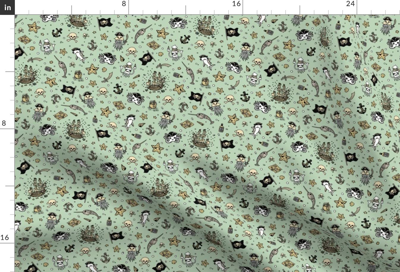 Ditsy Pirates Pale Blue Sea Creatures Ocean Octopus Narwhal Shark Printed Minky Fabric by The Yard - Soft Plush Material for Sewing Baby Blankets, Quilt Backing & DIY Projects - Perfect for Nursery Decor, Kids Room & Coastal Themed Crafts