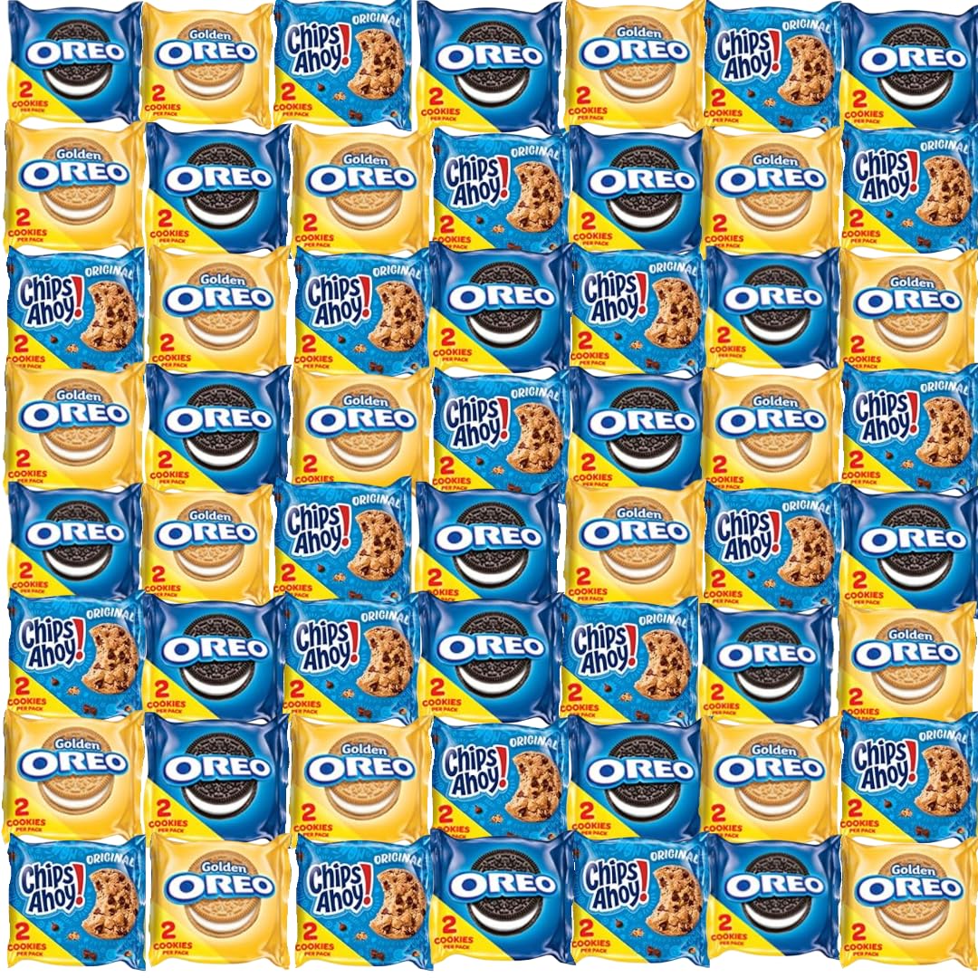 Nabisco Oreo & Chips Ahoy Variety Pack - 60 Count Bulk Assorted Cookies Snack Packs | Perfect for Office Snacks, School Lunches & Party Treats