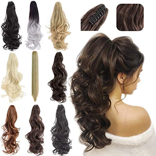 Clip-in Ponytail Hair Extension with Claw Clip - Natural Looking Hairpiece for Instant Volume & Length - Perfect for Parties, Weddings & Everyday Styling