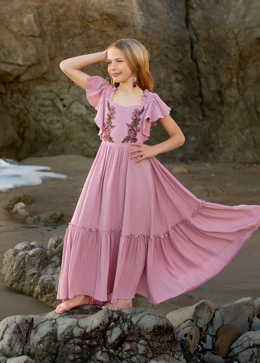 Dewi Dress in Pale Orchid - Elegant Floral Print Women's Dress for Casual Wear, Date Night & Summer Outfits
