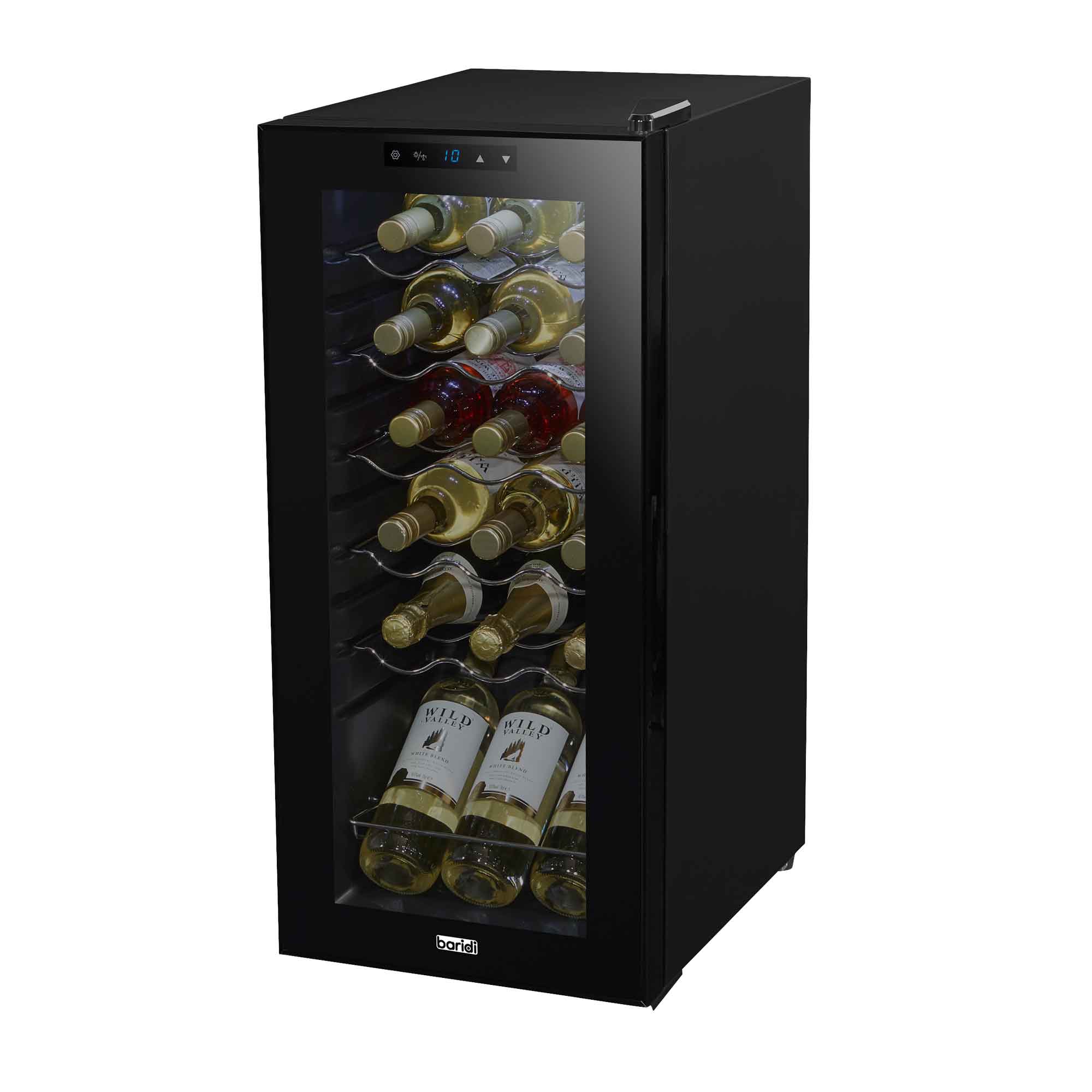 18 Bottle Wine Cooler Refrigerator - Digital Touch Screen Control, LED Lighting, Black - Perfect for Home Bars, Kitchens & Wine Cellars - DH6