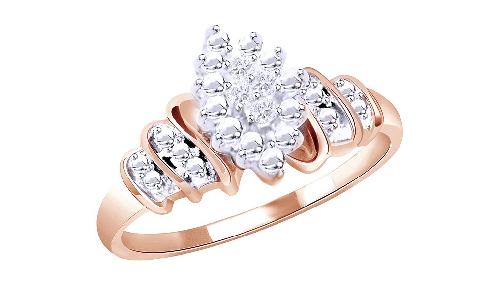 10K Solid Gold White Natural Diamond Accent Cluster Ring (0.05 Cttw) - Elegant Jewelry for Engagement, Wedding & Anniversary Gifts