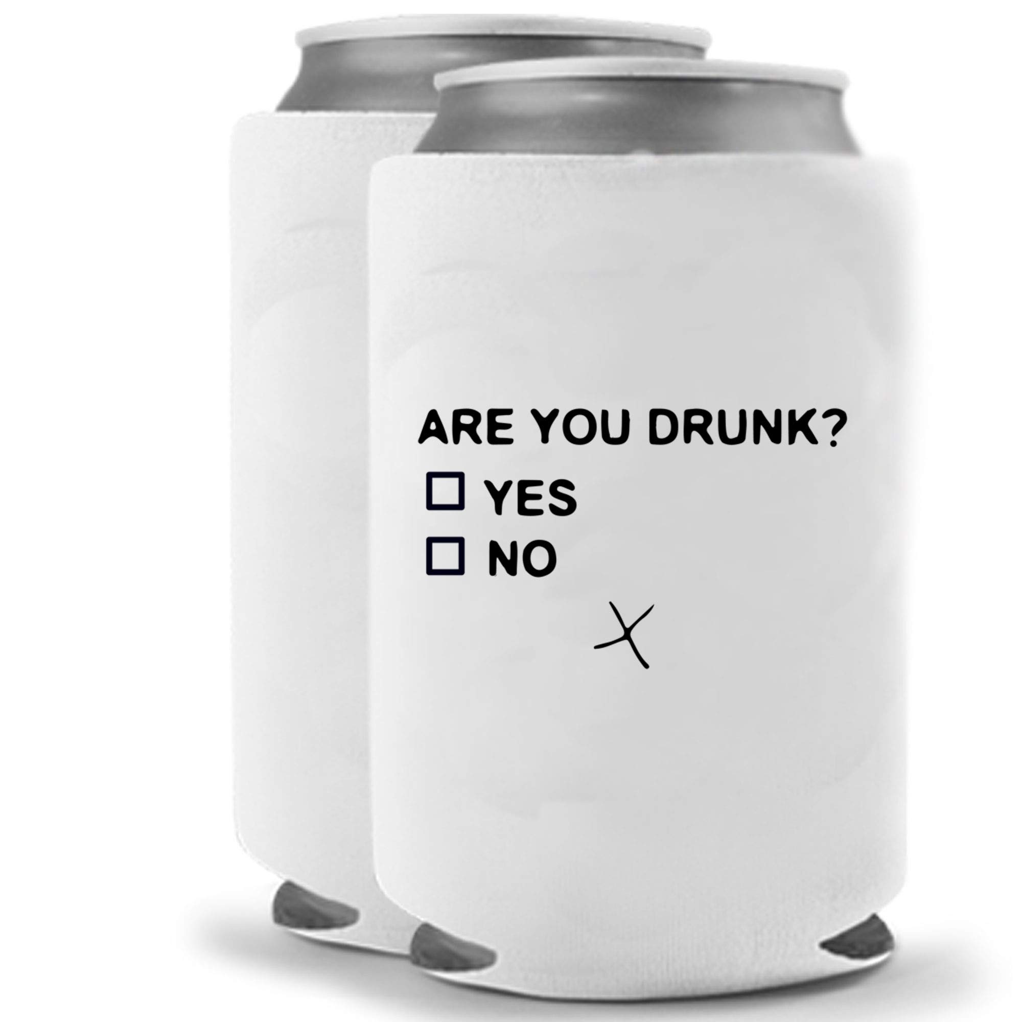 Are You Drunk? Funny Novelty Neoprene Can Cooler Set of 2 | Beer & Beverage Holder | Craft Beer Gift Idea | White Elephant Party Essential | Perfect for BBQs, Tailgates & Beach Days