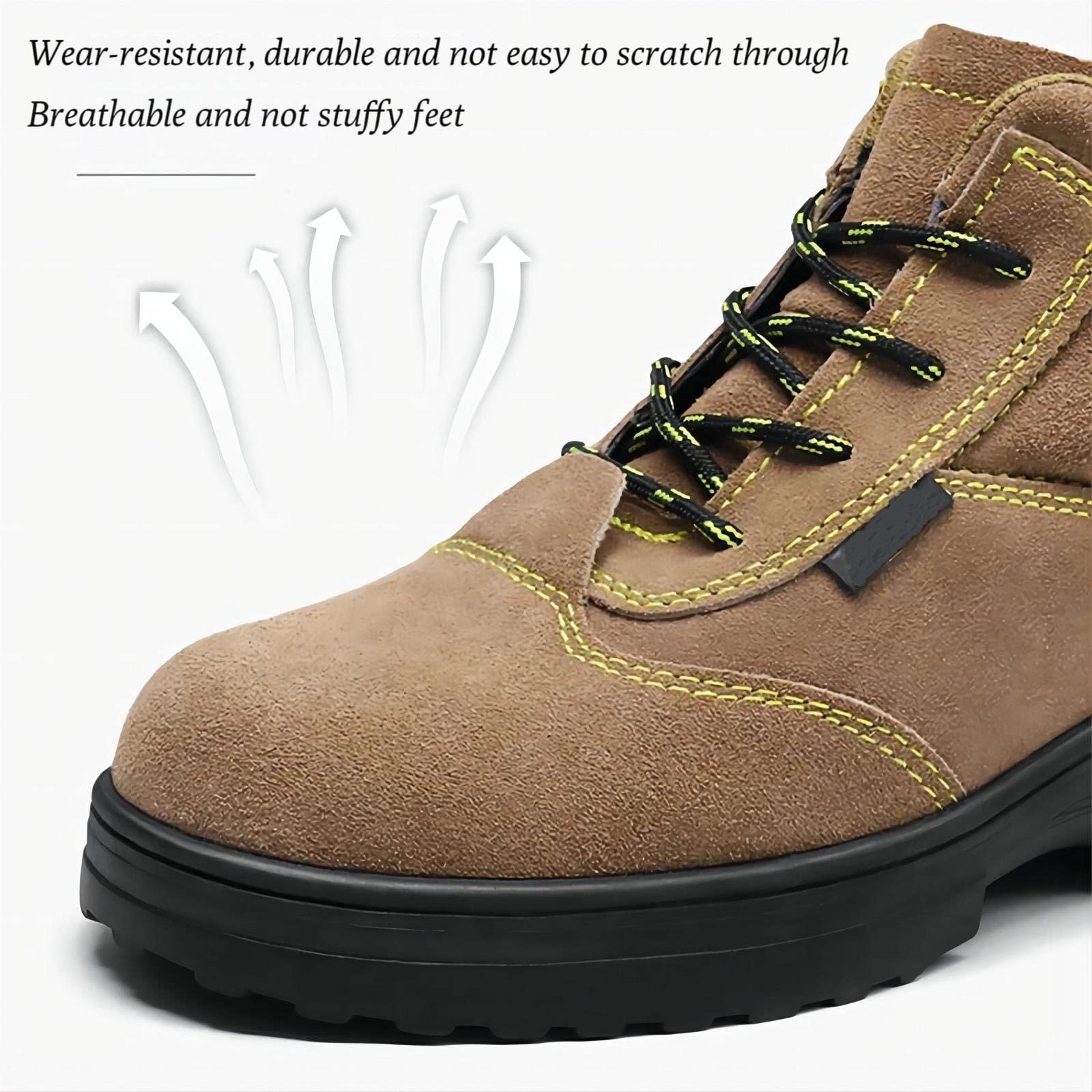 Men's Lightweight Steel Toe Safety Boots - Autumn Winter Work Shoes with Non-Slip & Puncture Resistant Sole - Breathable Industrial Safety Footwear (UK 7.5) for Construction, Warehouse & Outdoor Work
