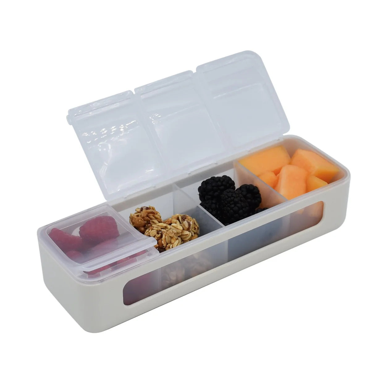 Melii Luxe Snackle Box - 4 Compartment Bento Lunch Box with Lid, Ivory White | Perfect for Office Lunch, Picnics, Travel & Meal Prep