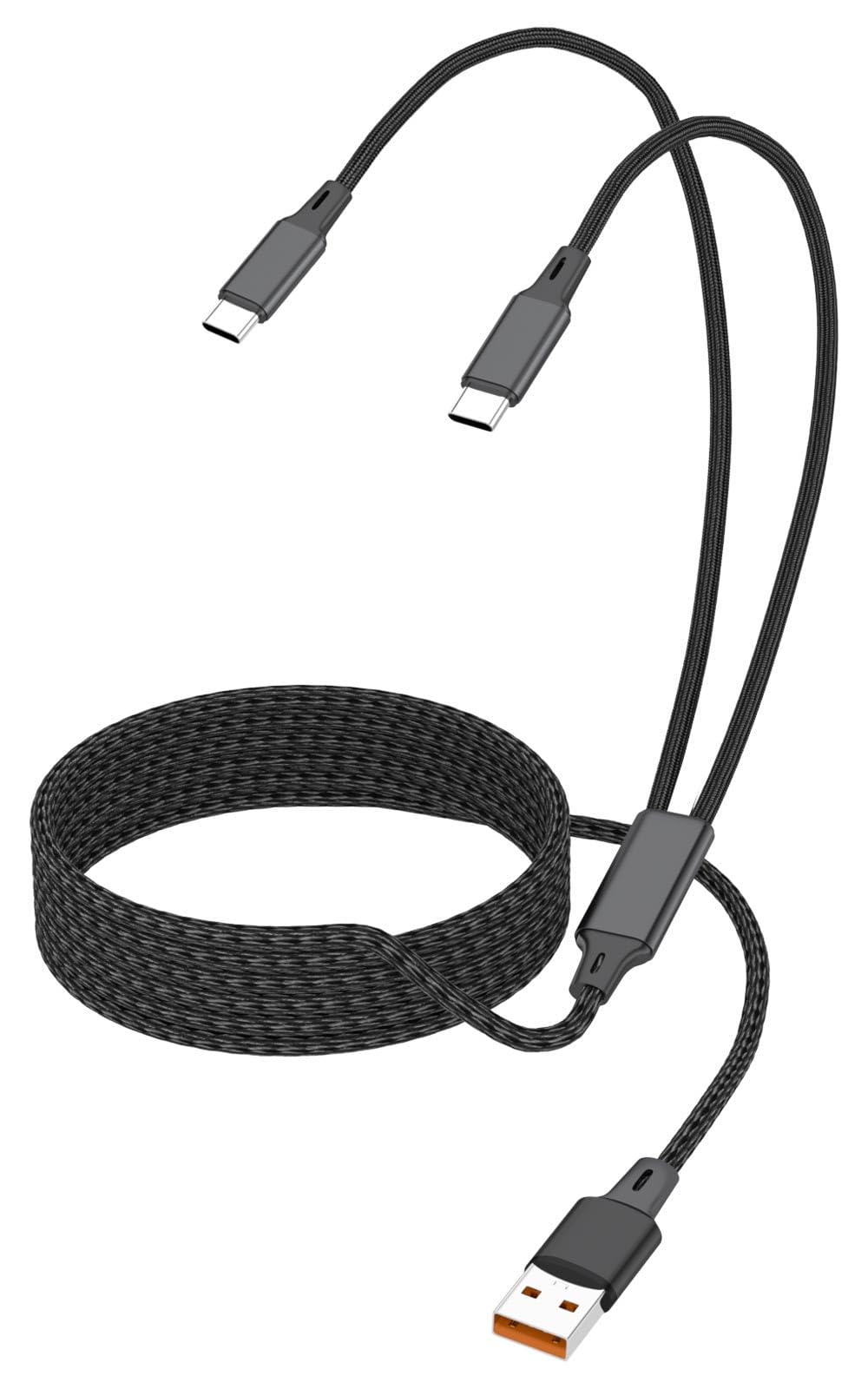4FT 2-in-1 USB C Cable, Fast Charging Dual USB A to USB C Splitter Cord for iPhone 16/15 Pro Max, iPad Air/Pro, Galaxy S24, Google Pixel & Android Devices - Perfect for Home, Office & Car Charging