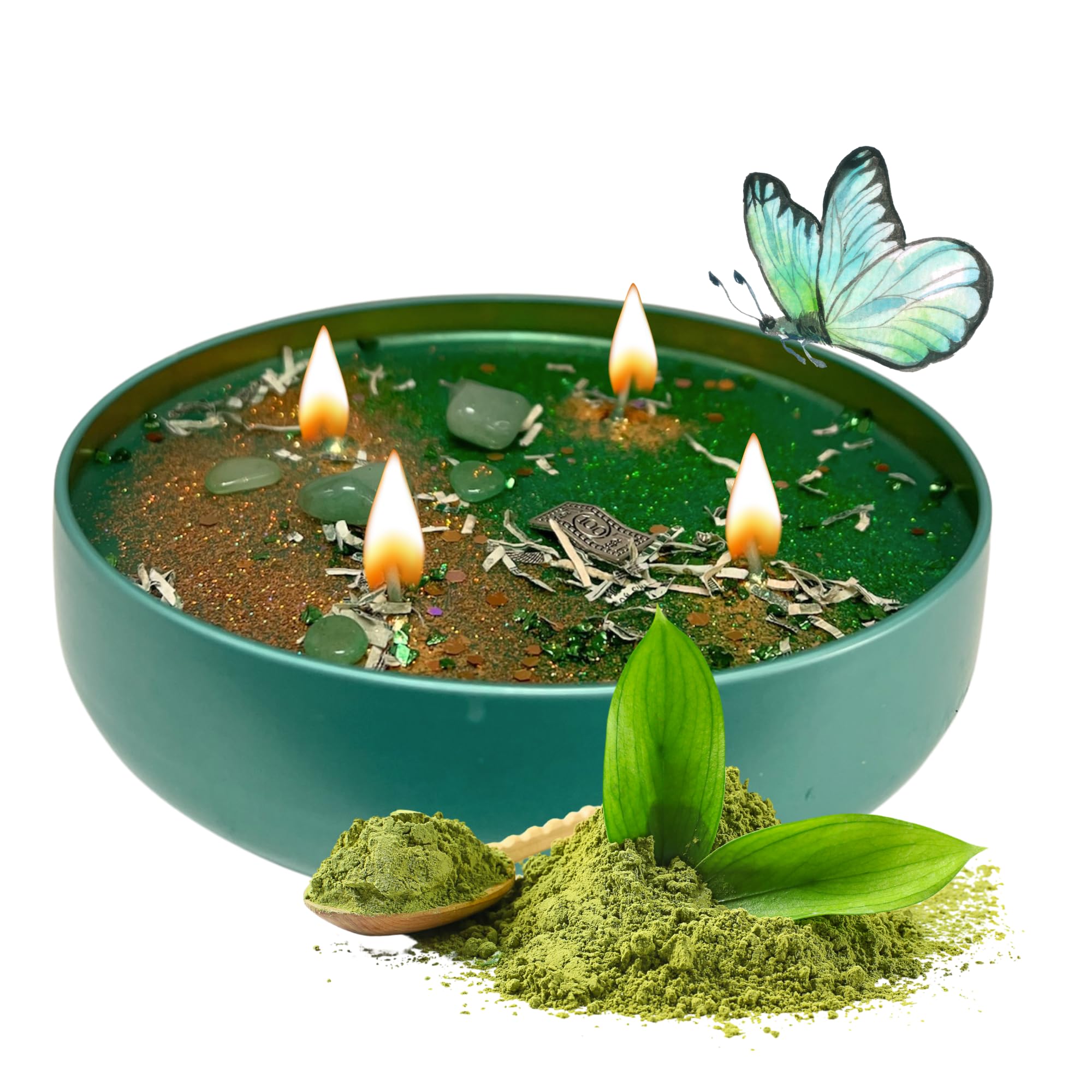Green Money Spell Candle - 16oz Soy Wax Candle for Wealth, Prosperity & Abundance | Ritual Candle for Wiccan, Pagan & Hoodoo Practices | Home & Office Scented Candle for Financial Success & Manifestation | Perfect for Meditation, Altar Decor & Spiritual Cleansing
