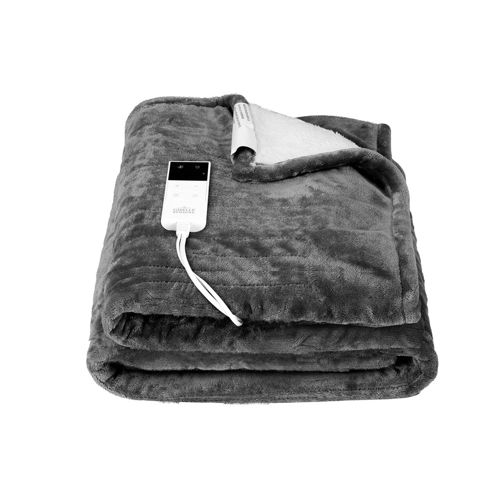 Electric Heated Throw Blanket - Washable Flannel Snuggle Rug for Winter - Cozy Grey Blanket for Sofa, Bed & Home Comfort