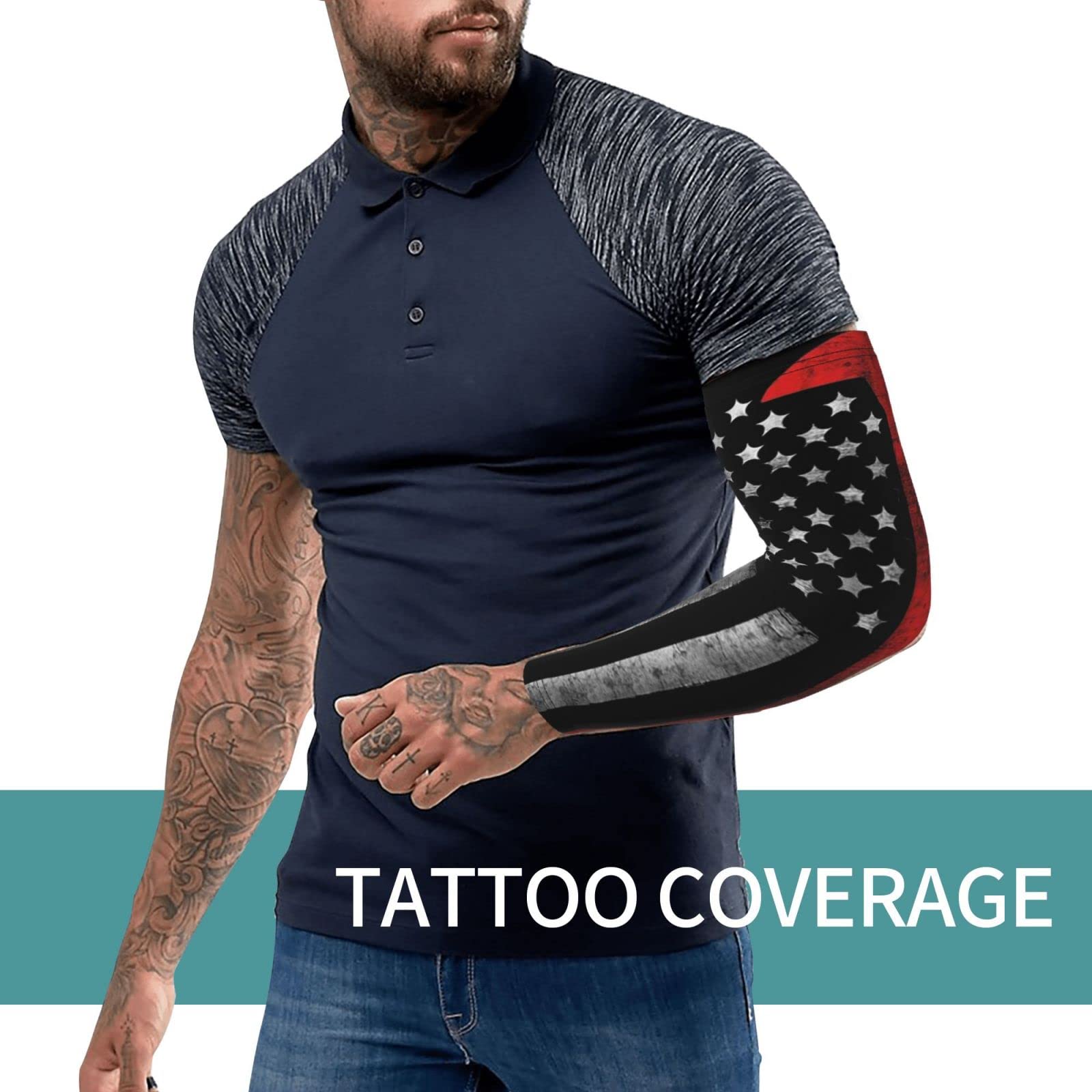 Men's & Women's UV Protection Arm Sleeves - Thin Compression Sleeves for Running, Cycling, Golf & Outdoor Sports - Sun Protective Gear for Firefighters, Driving & Fishing