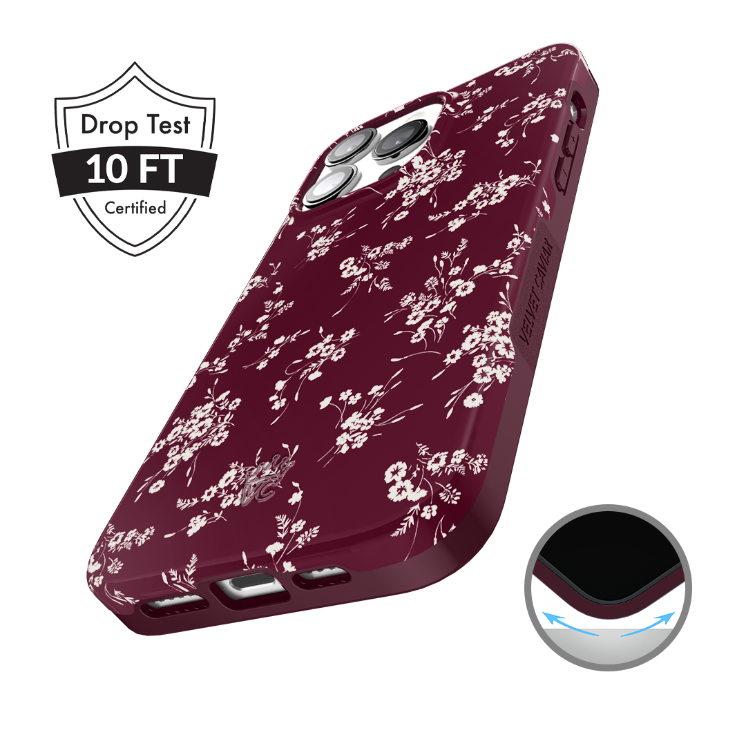 Elegant French Burgundy Floral iPhone Case - Stylish Protective Cover for iPhone 13/14/15 Pro Max - Perfect for Daily Use, Travel & Gift Giving