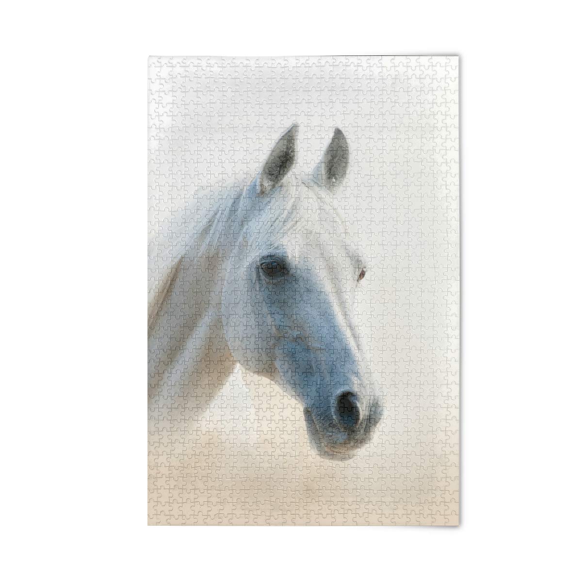 ALAZA 500-Piece Jigsaw Puzzle for Adults - White Arabian Horse Portrait Animal Puzzle | Buffalo Games | Perfect for Stress Relief, Family Bonding & Home Decor