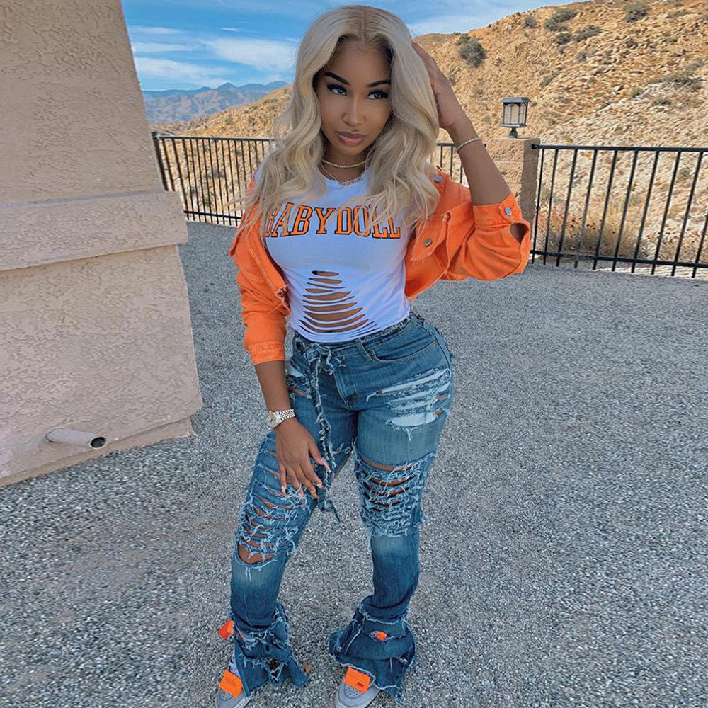 Women's Denim Jacket - Streetwear Cropped Jean Jacket for Women, Casual Bodycon Outwear Coat | Perfect for Everyday Wear, Night Out & Fashion Street Style