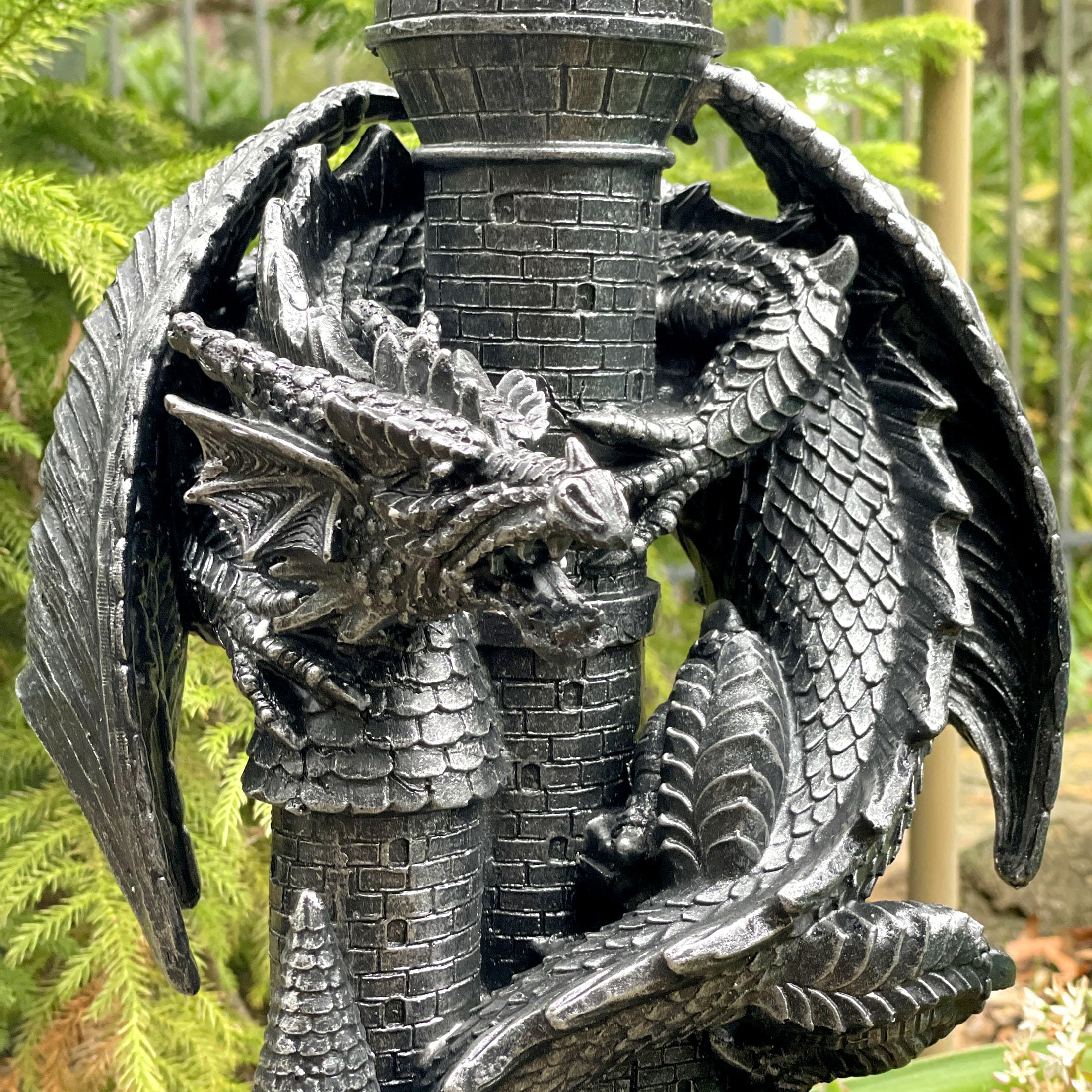 Solar-Powered Medieval Dragon Statue with LED Lantern - 21 Inch Gothic Outdoor Decor for Garden, Patio & Castle Theme - Keeper of The Castle Symbolizing Protection & Enchantment