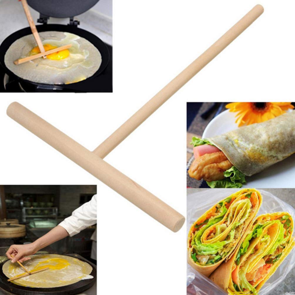 DOITOOL Wooden Pancake Spreader - Dough Distributor for Crepes & Baking
