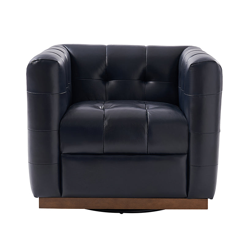 Feodor Genuine Leather Mid Century Modern Swivel Chair - Premium Office & Living Room Furniture for Home Decor