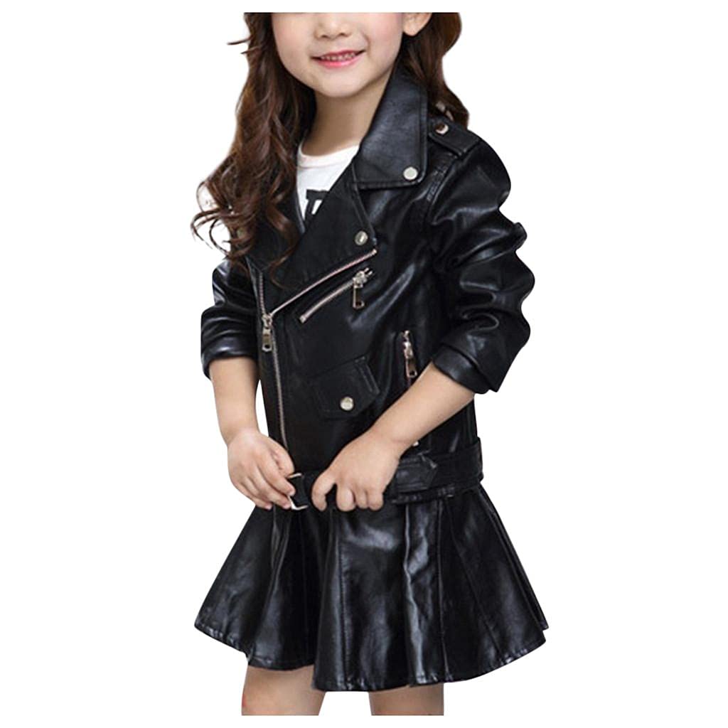 Kids Motorcycle Faux Leather Jacket for Boys & Girls - Winter Coat for Toddlers Ages 1-8 Years | Stylish Outerwear for Riding, Playdates & Cold Weather