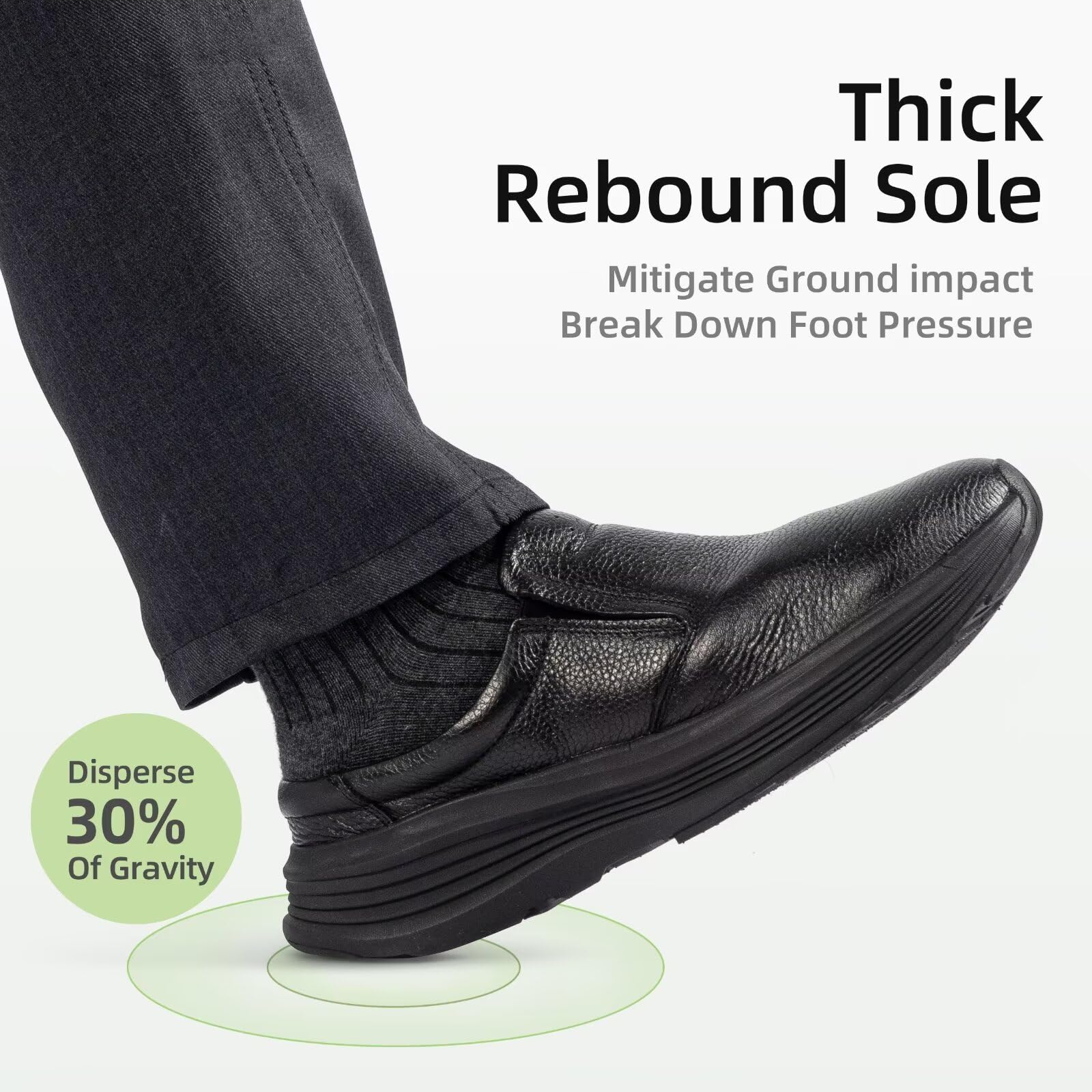 OrthoComfoot Men's Orthopedic Leather Dress Shoes - Comfortable Arch Support Slip-On Loafers for Plantar Fasciitis & Heel Pain Relief - Business Casual Orthotic Shoes for Walking & All-Day Wear