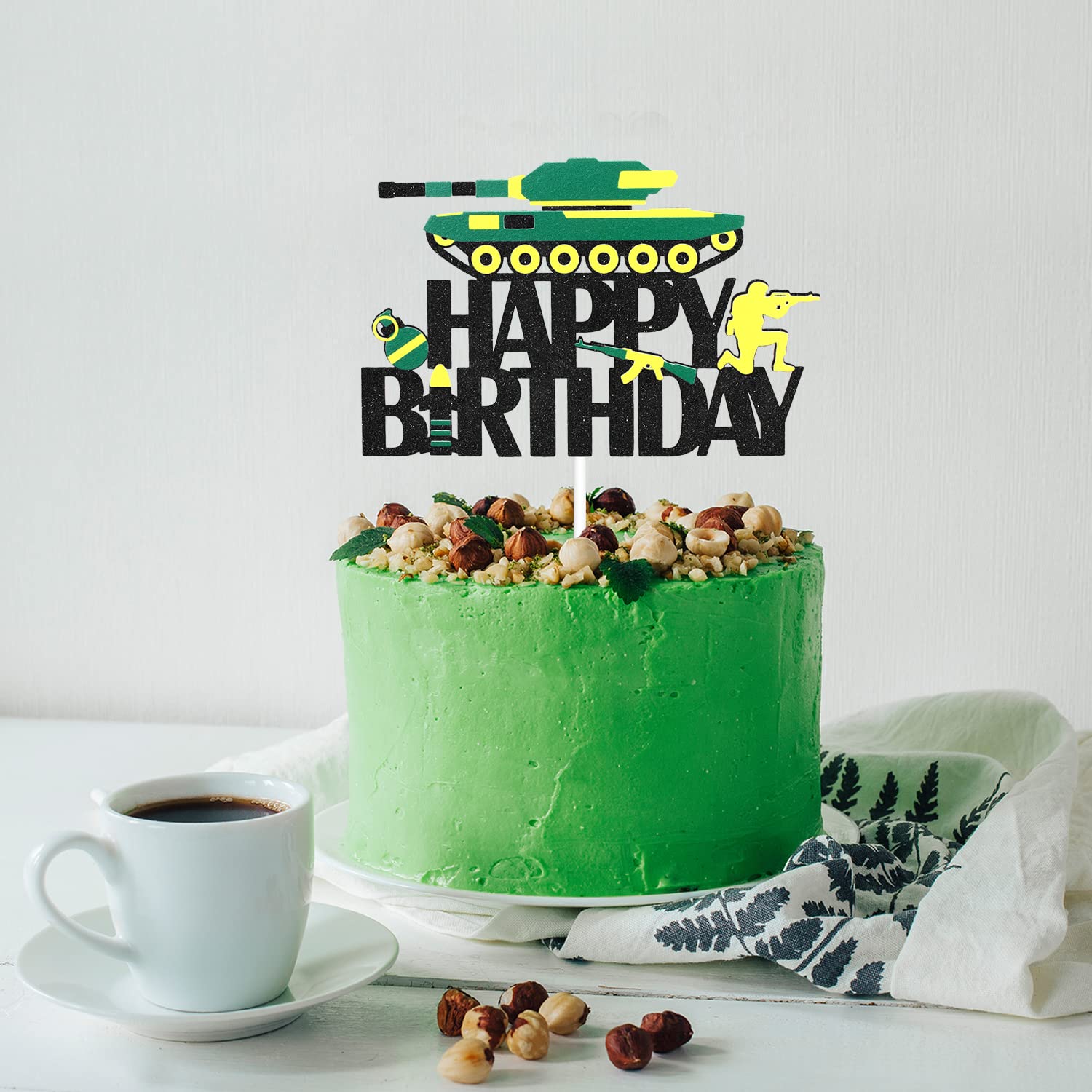 Army Military Camo Happy Birthday Cake Topper - Soldier Themed Party Decor for Boys, Men & Military Enthusiasts | Perfect for Army Birthday Parties, Camouflage Celebrations & Military-Themed Events
