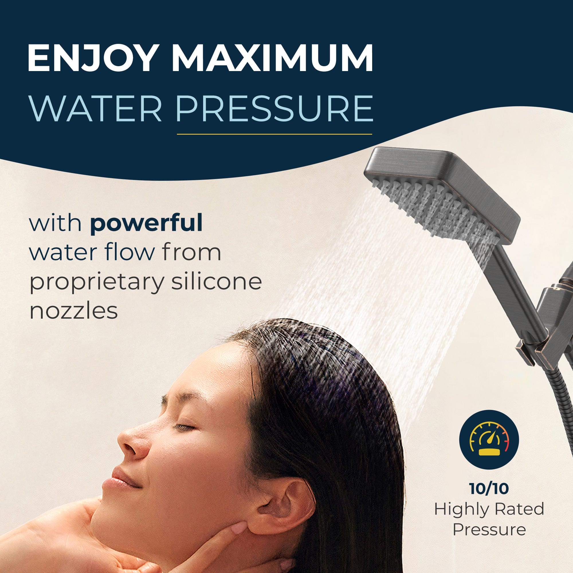 Premium All-Metal Square Handheld Shower Head Set - Complete Shower System with Valve & Trim Kit, 2.5 GPM Water-Saving Design - Perfect for Bathroom Renovation, Spa-Like Experience & Accessibility Needs