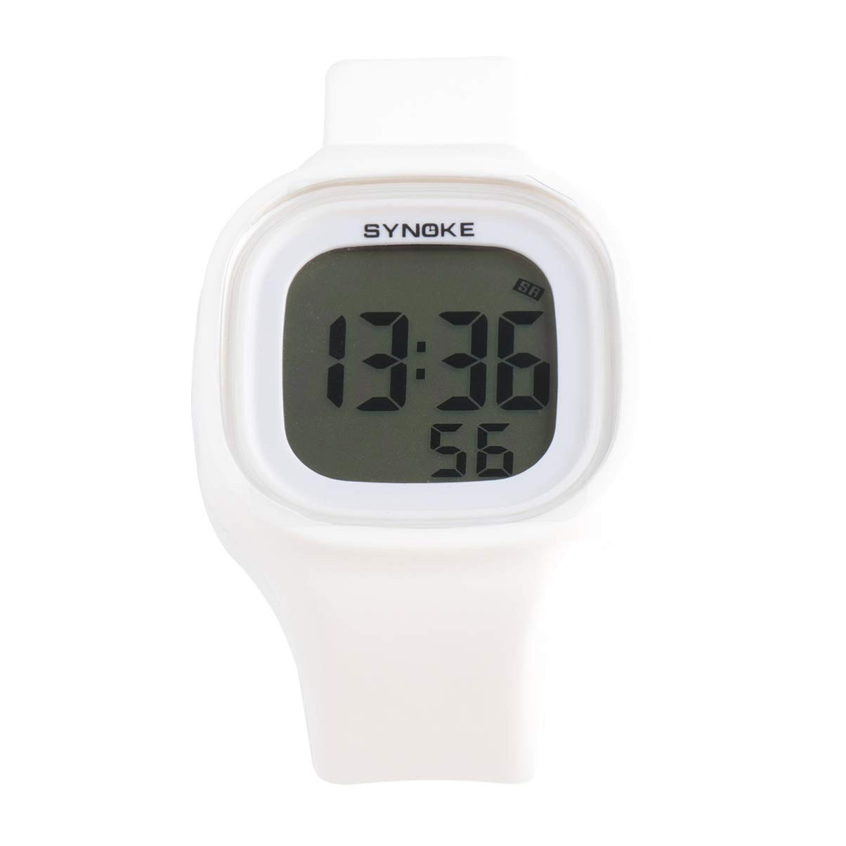 Waterproof Digital Sports Watch with Glow-in-the-Dark Silicone Strap for Men & Women - Perfect for Running, Swimming & Outdoor Activities (White)