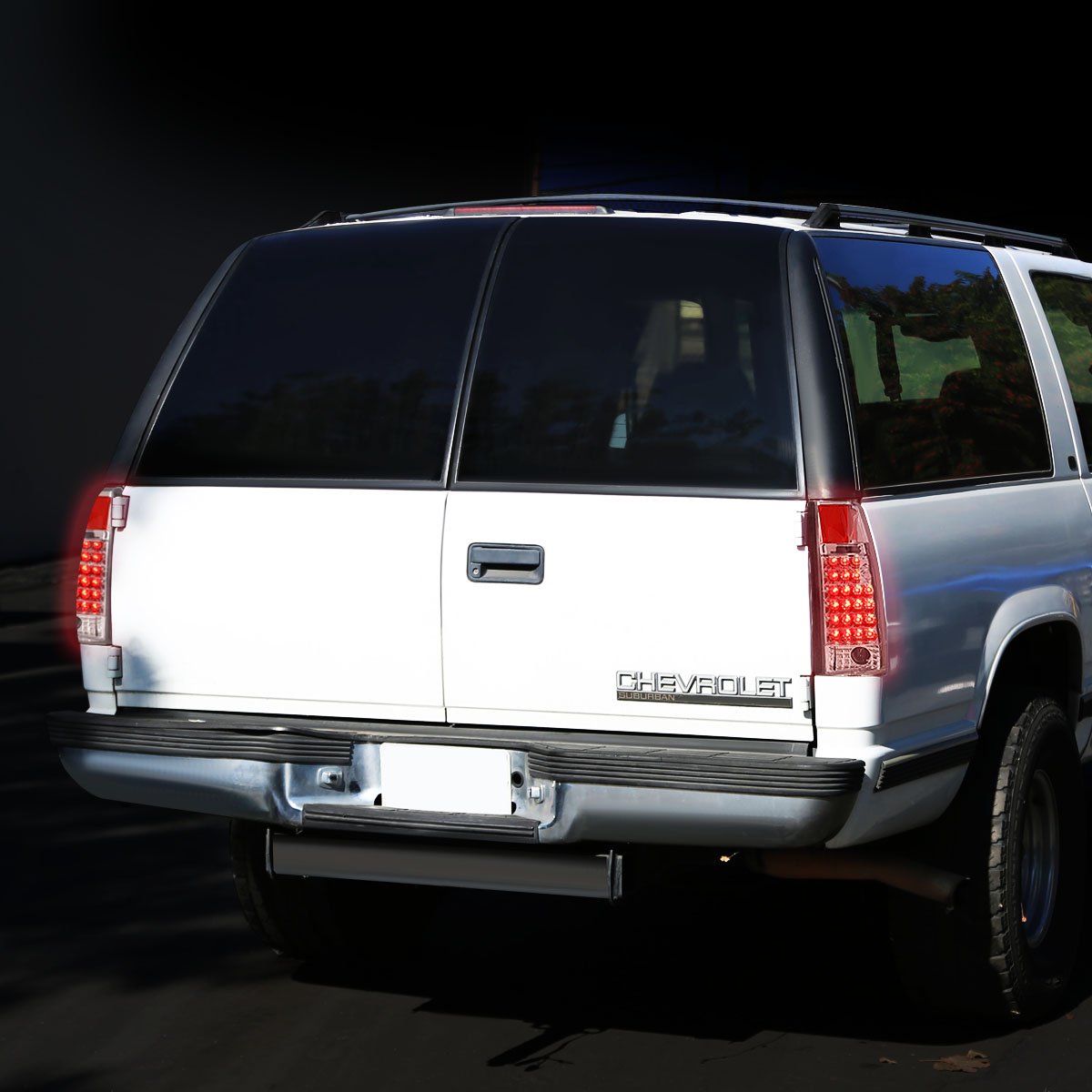 Auto Dynasty Full LED Tail Lights for 1988-2000 Chevy Tahoe Blazer GMC Yukon Suburban C/K Pickup - Reverse Brake Lamps, Driver & Passenger Side, Chrome Housing Clear Lens - Upgrade Your Truck's Style & Nighttime Visibility