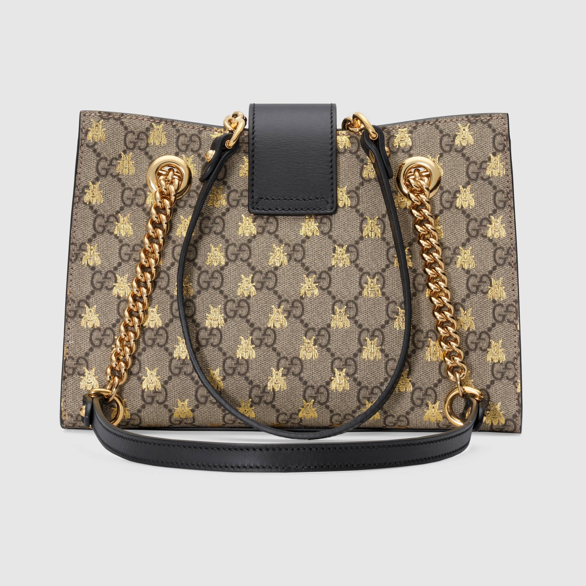 Gucci Padlock Small GG Bees Shoulder Bag Black - Luxury Designer Crossbody Purse for Women, Perfect for Date Night & Evening Events