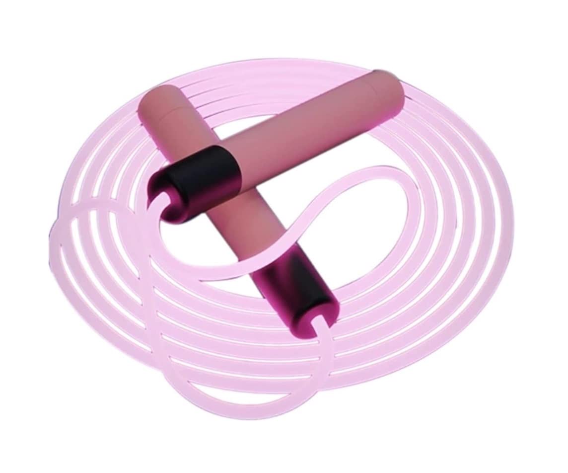 Adjustable LED Light Up Jump Rope - Glow in Dark Skipping Rope for Fitness Workouts, Outdoor Training & Cardio Exercise | 280cm Pink Jumping Rope for Adults & Kids (Night Use, Gym, Home Workout)