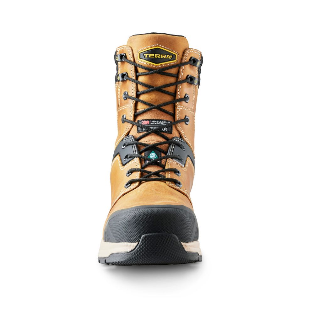 Terra Carbine Men's 8-Inch Waterproof Composite Toe Work Boots - Wheat TR0A4TCRFWE | Durable Safety Boots for Construction, Warehouse & Outdoor Work