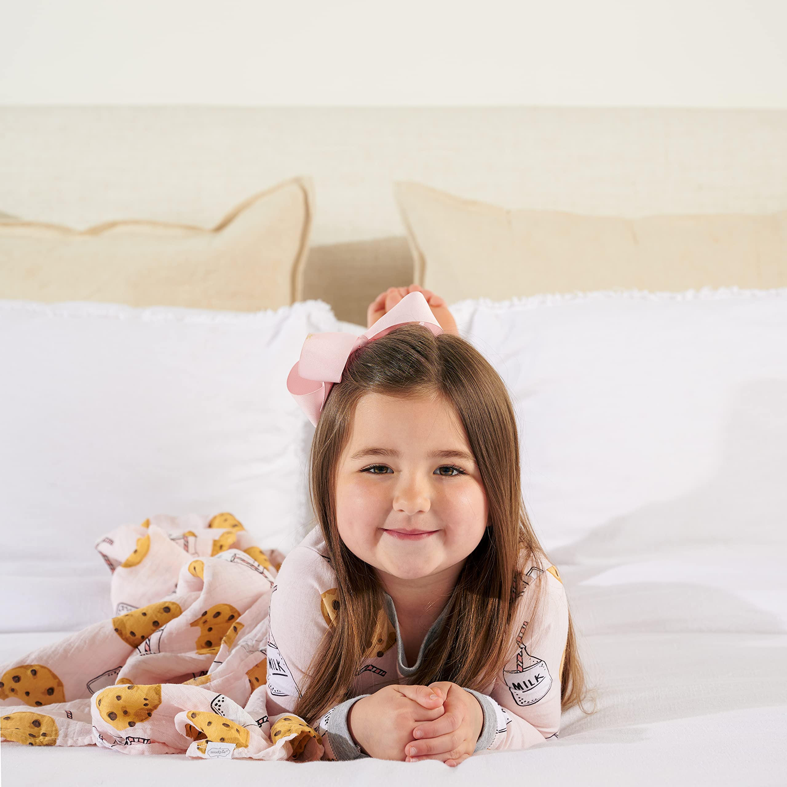 Mud Pie Baby Girls' Milk and Cookies Pajama Set - Soft Pink Cotton Pajamas for Toddlers & Infants | Perfect for Bedtime, Sleepovers & Cozy Family Nights