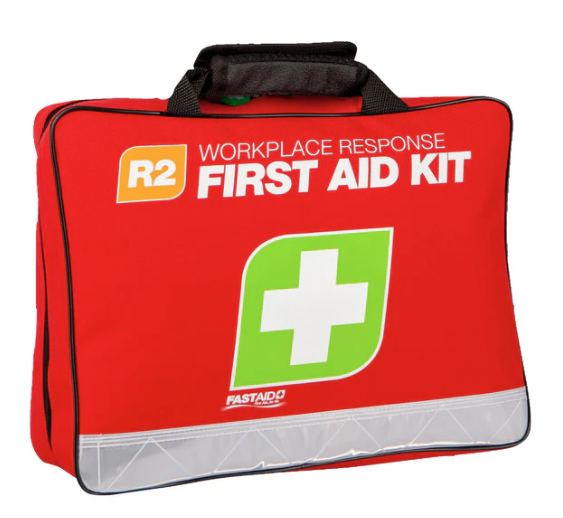 First Aid Kit R2 - Workplace Emergency Response Kit with Soft Pack & Metal Wall Mount - Ideal for Offices, Schools, and Home Safety