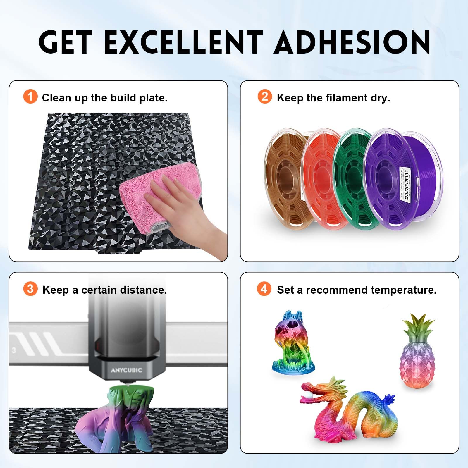 Anycubic Kobra 2/Kobra 2 Pro/Kobra 2 Neo PEO PET Spring Steel Build Plate - 230x230mm Flexible Removable Print Bed for Smooth 3D Printing - Perfect for PLA, PETG, TPU Filaments & Quick Model Removal
