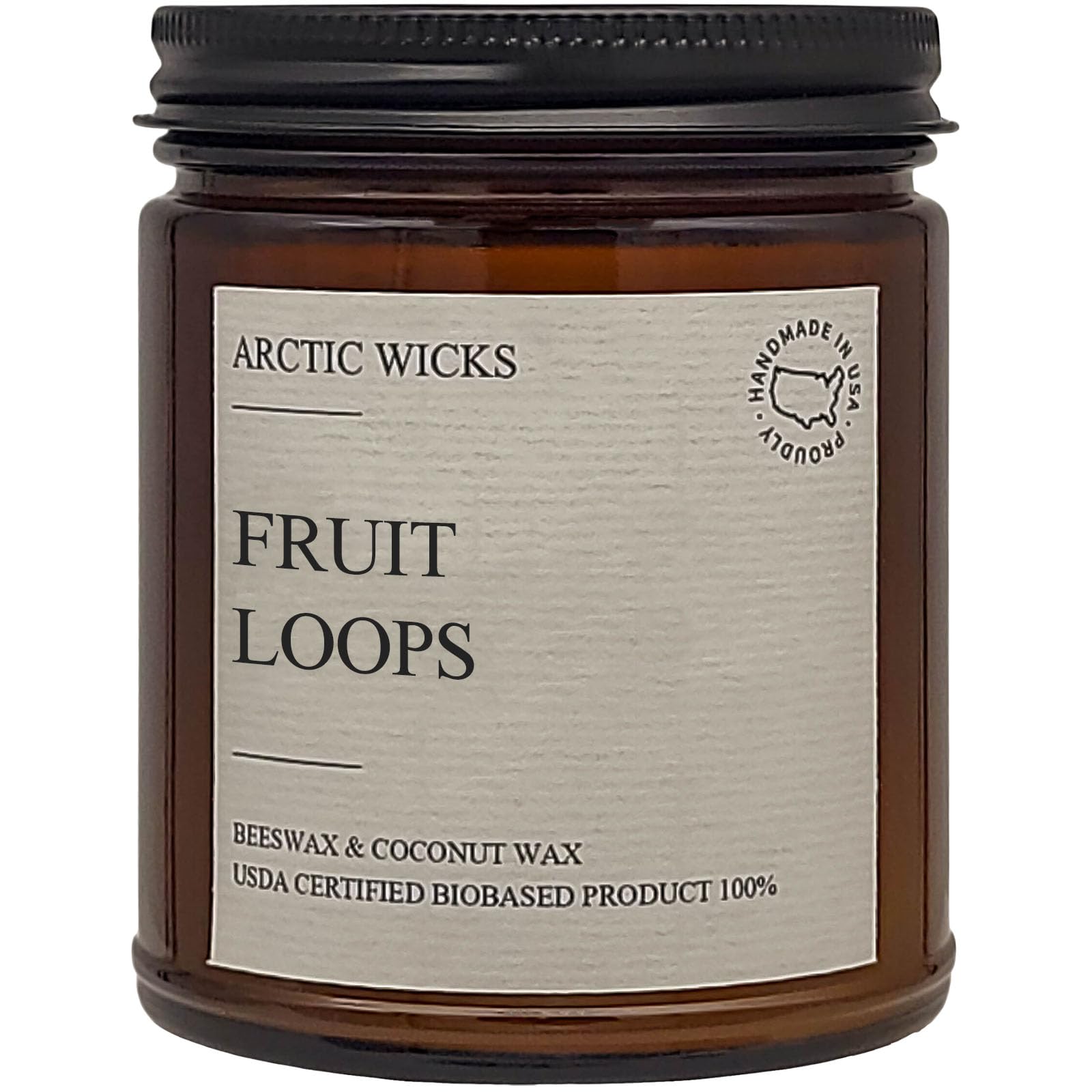 Fruit Loops Scented Candle - Non-Toxic Coconut & Beeswax Blend, Clean Burning, USDA Biobased Certified | Citrus Breakfast Cereal Aroma | Perfect for Home Decor, Relaxation & Nostalgic Gift Giving