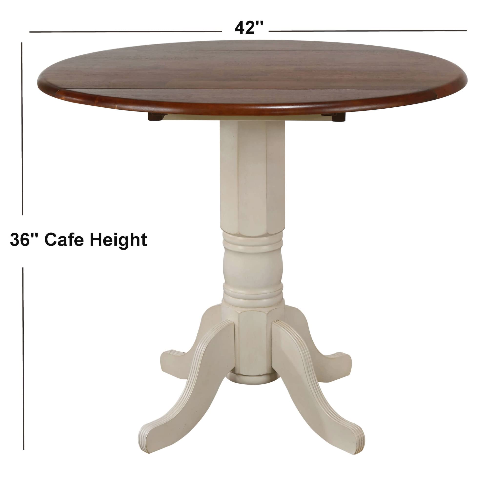 Sunset Trading Andrews Dining Table - Antique White with Distressed Chestnut Top | Rustic Farmhouse Style for Dining Room & Kitchen | Perfect for Family Gatherings & Entertaining
