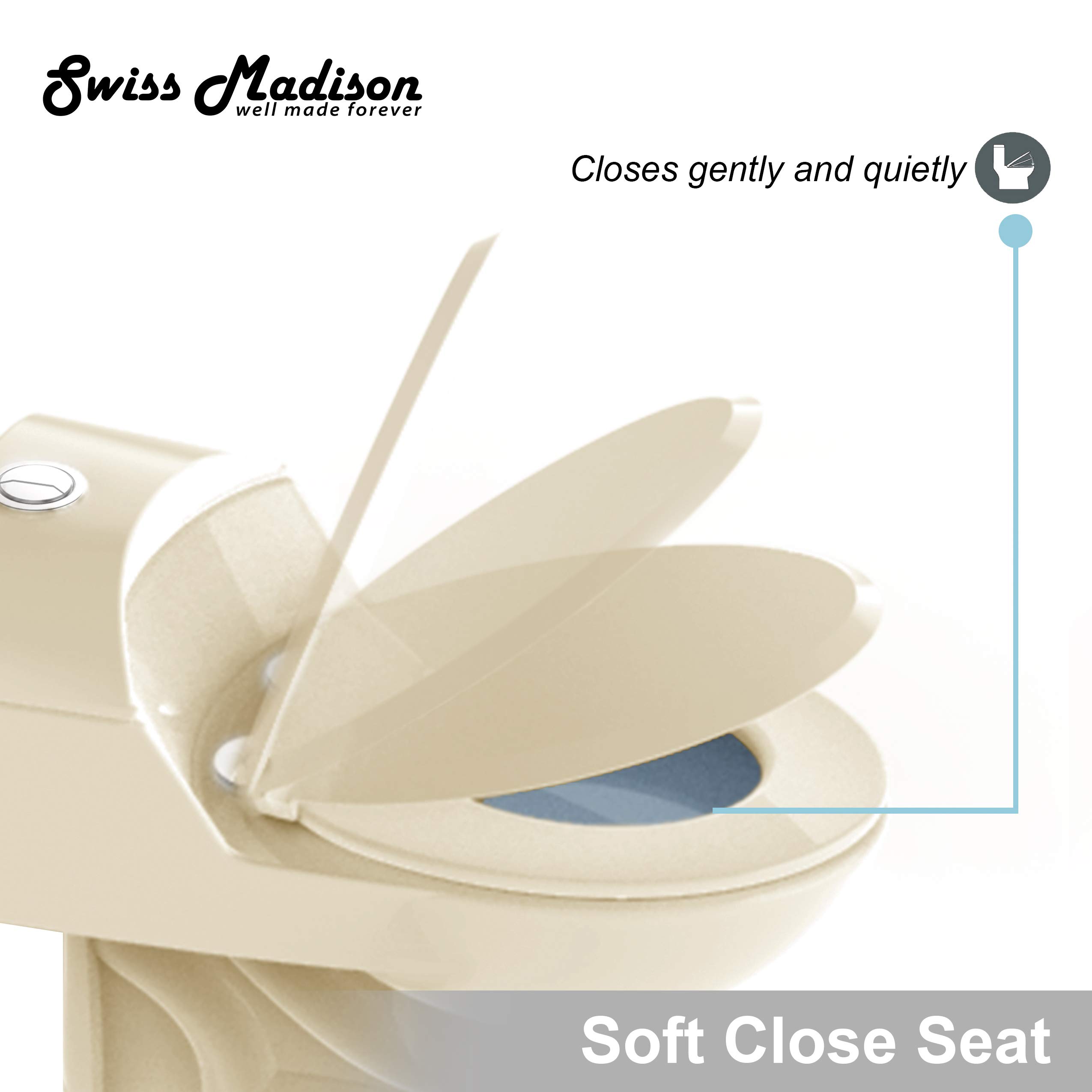 Swiss Madison SM-1T803BQ Chateau One Piece Elongated Dual Flush Toilet 0.8/1.28 GPF - Water Efficient Bisque Toilet for Modern Bathrooms | Perfect for Home Renovation & Small Bathroom Spaces
