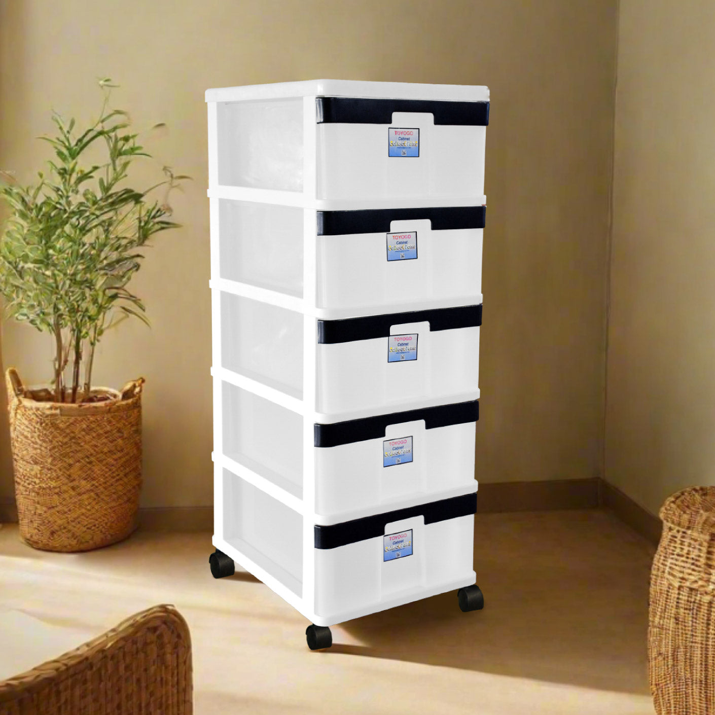 5-Tier XL Rolling Storage Cabinet with Wheels (704 5) - Perfect for Home Organization, Office Supplies, and Garage Storage