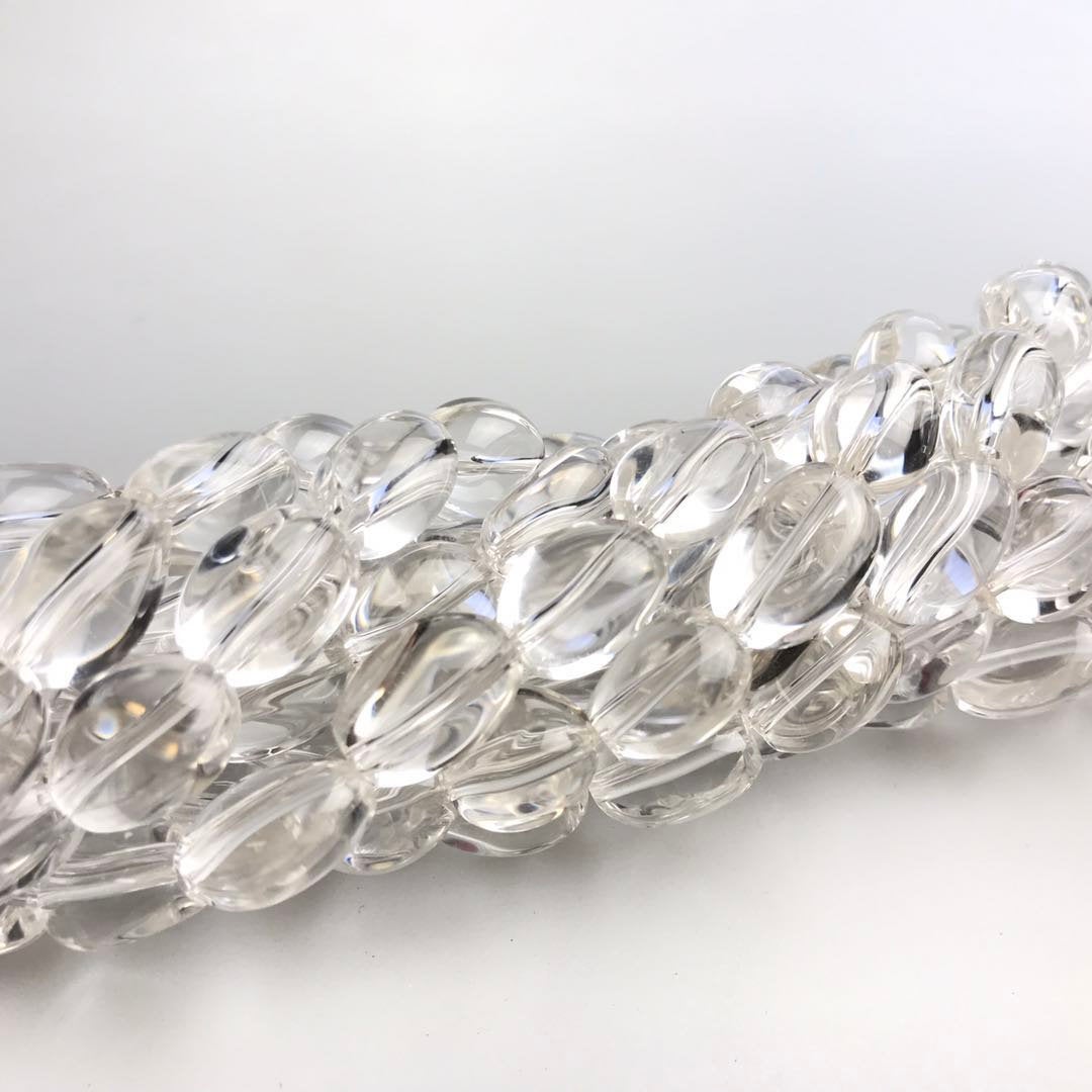 Natural Clear Quartz Irregular Oval Smooth Beads - 10x15mm Size, 15.5 Inch Strand - Perfect for Jewelry Making, Meditation, and Healing Crystal Bracelets