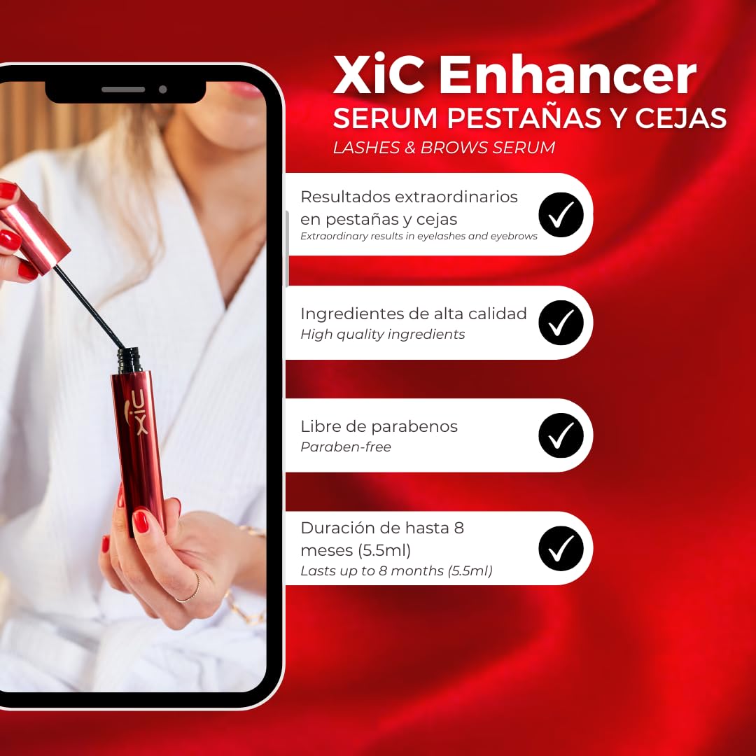 Eyelash & Eyebrow Growth Serum with Professional Mascara - 2 in 1 Kit (1 Enhancer + 1 Xtreme Mascara) for Longer Lashes & Bold Look | Perfect for Athletes & Gym Workouts | XiC Duo Xtreme Beauty Set